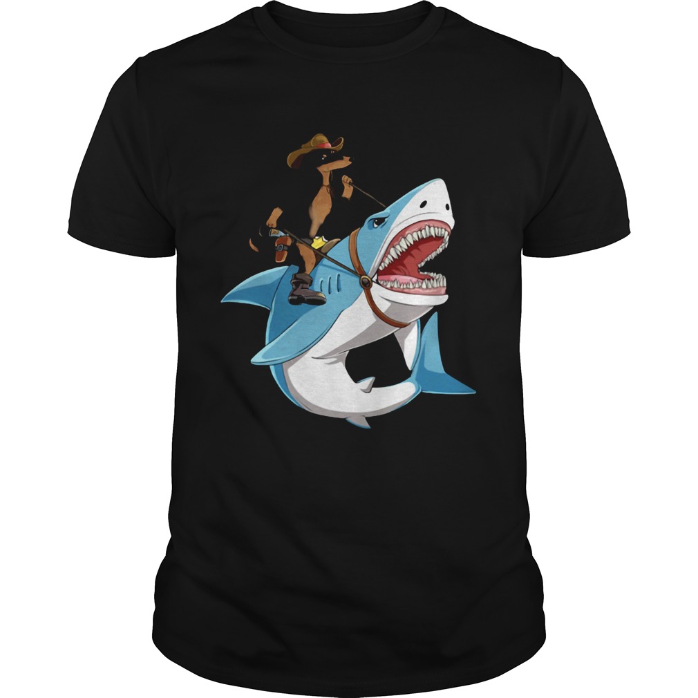 Dog Cowboys Riding Shark