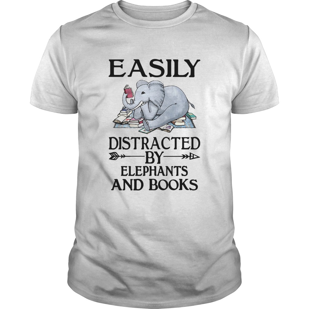 Easily distracted by elephants and books shirt