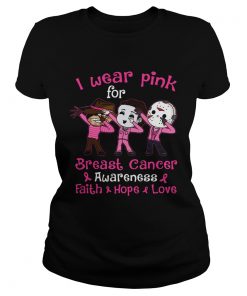 Halloween horror characters i wear pink for breast cancer awareness faith hope love  Classic Ladies