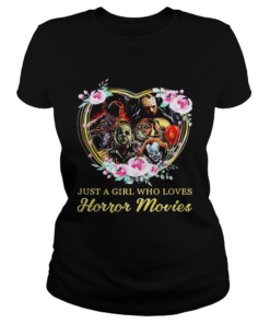 Halloween just a girl who loves horror movies flowers heart  Classic Ladies