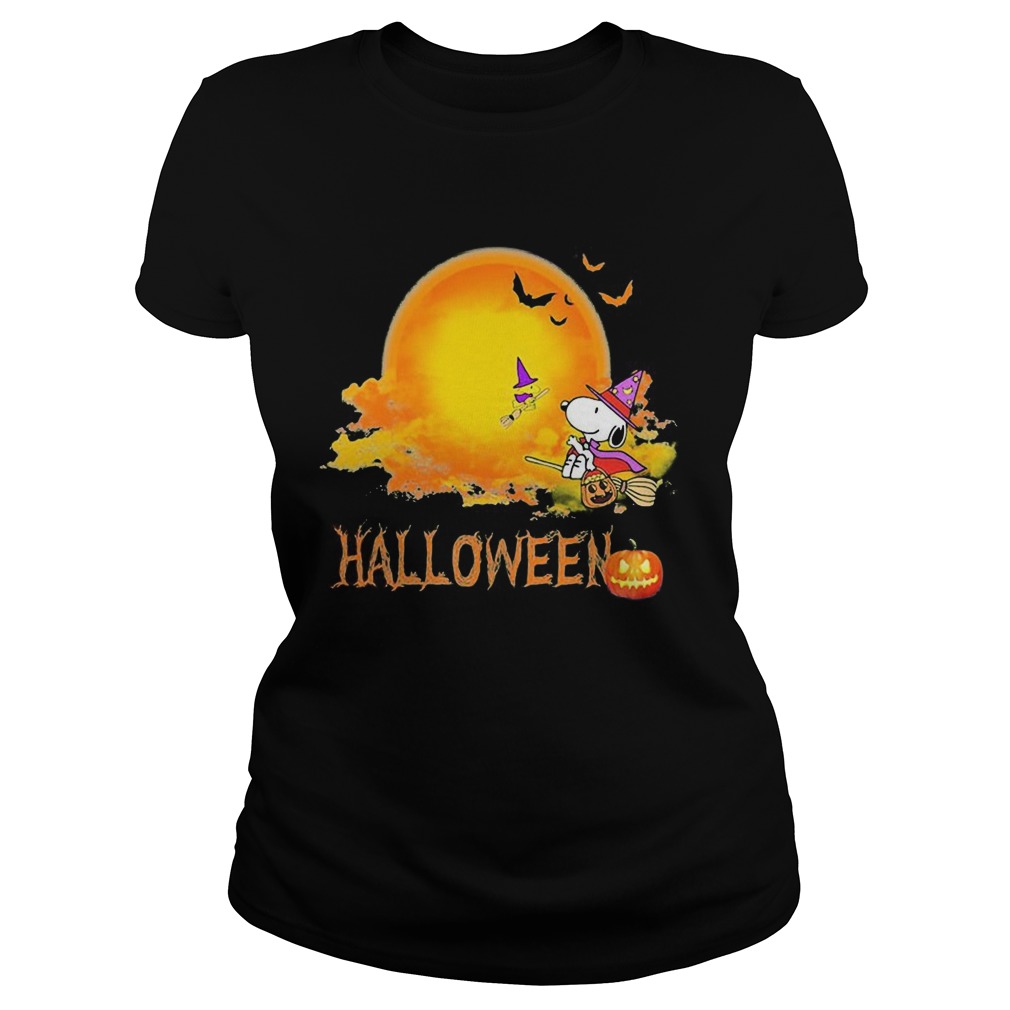 Halloween snoopy and woodstock witch moon Classic Ladies