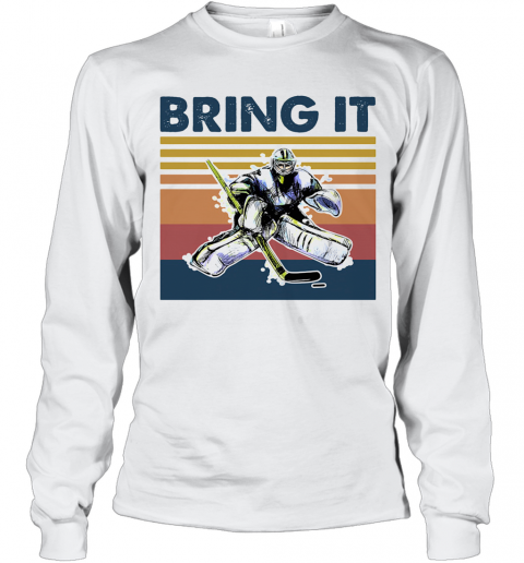 Hockey Bring It Vintage Retro T-Shirt Long Sleeved T-shirt 