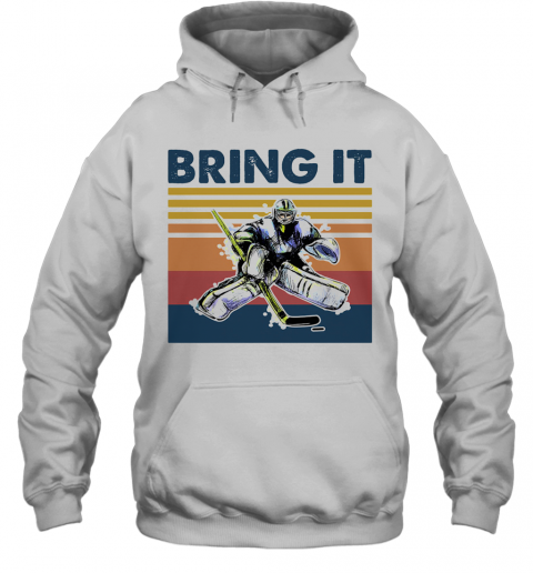 Hockey Bring It Vintage Retro T-Shirt Unisex Hoodie