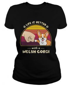 Life is better with a siberian corgi hand footprint vintage retro  Classic Ladies