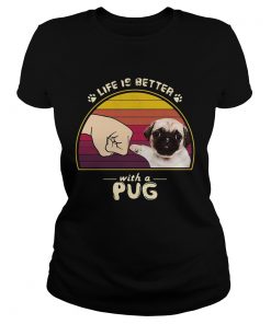 Life is better with a siberian pug hand footprint vintage retro  Classic Ladies