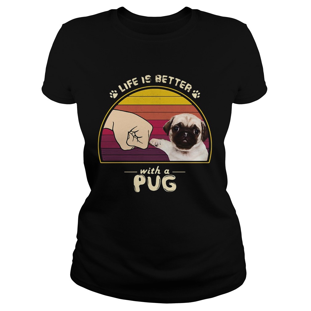 Life is better with a siberian pug hand footprint vintage retro Classic Ladies