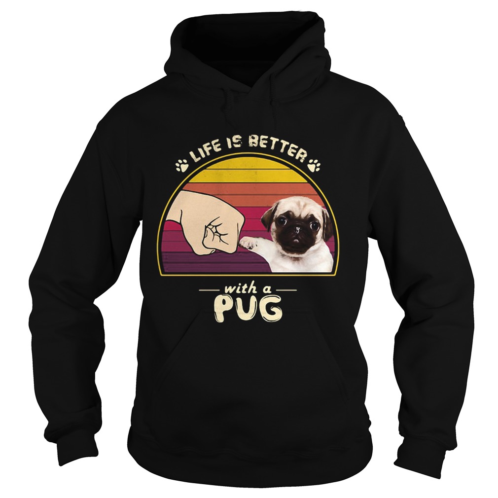 Life is better with a siberian pug hand footprint vintage retro Hoodie