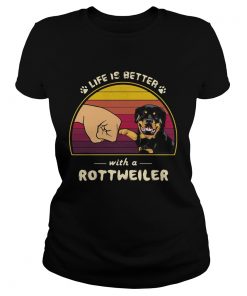 Life is better with a siberian rottweiler hand footprint vintage retro  Classic Ladies