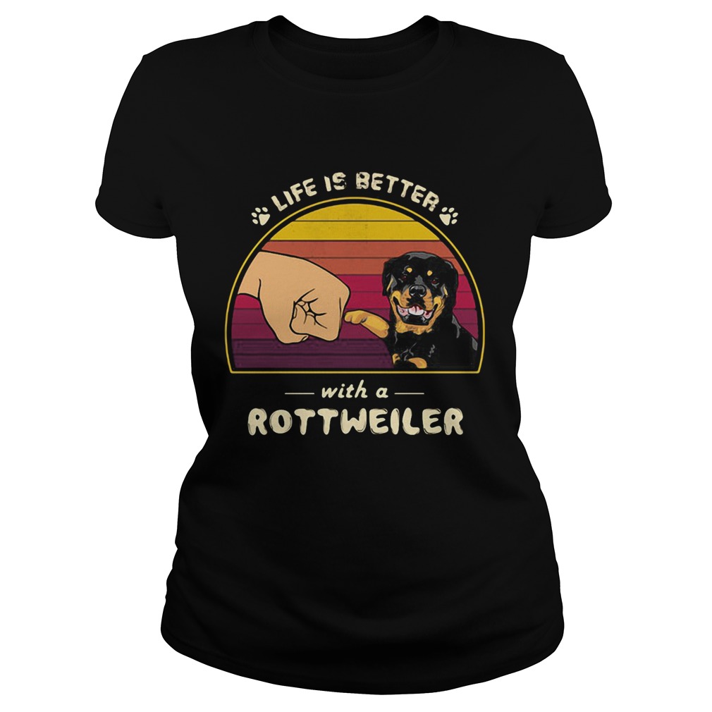 Life is better with a siberian rottweiler hand footprint vintage retro Classic Ladies