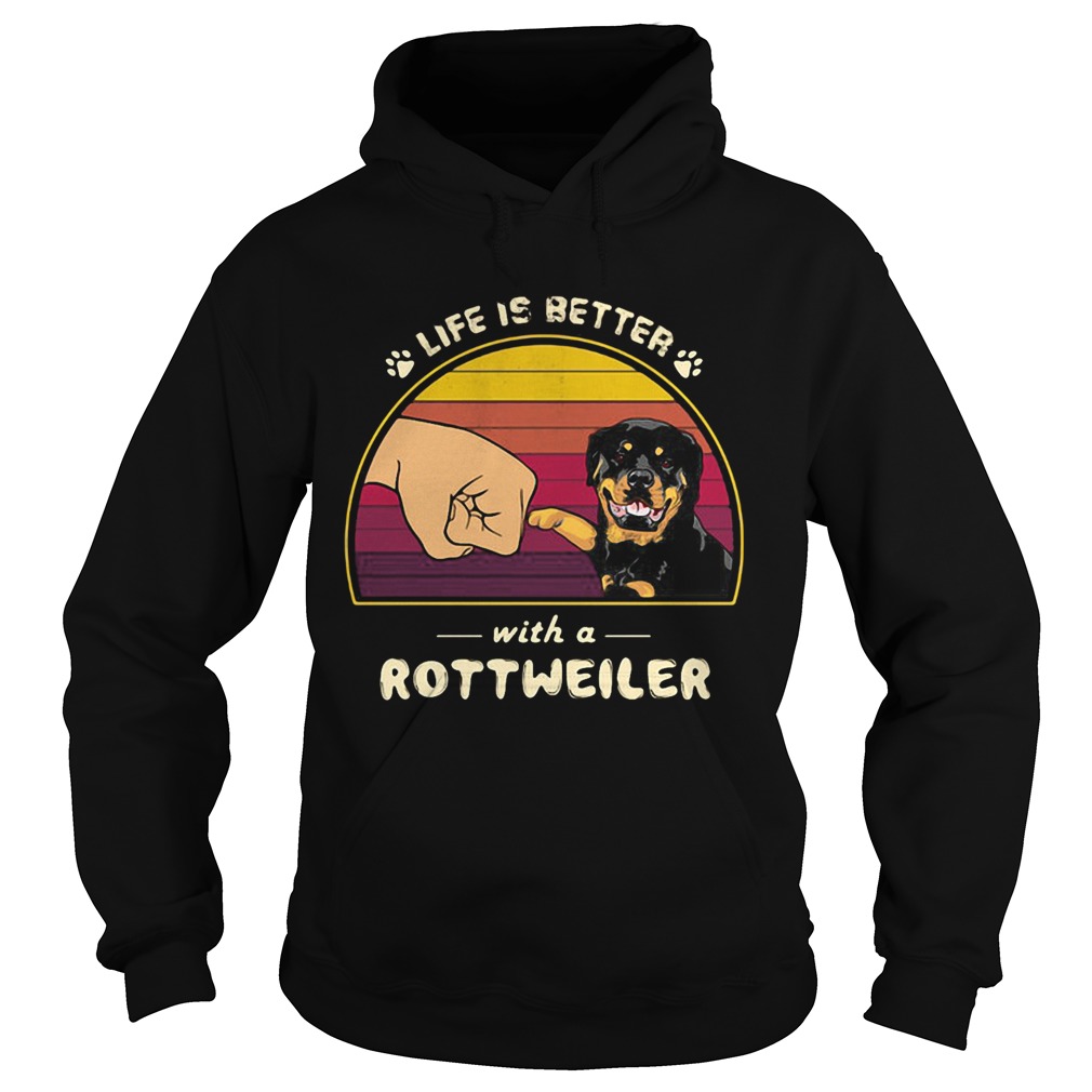 Life is better with a siberian rottweiler hand footprint vintage retro Hoodie