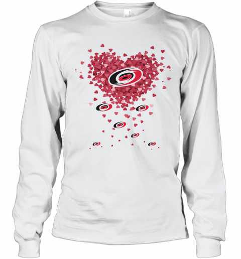 Love Carolina Hurricanes Hockey Logo Hearts T-Shirt Long Sleeved T-shirt 