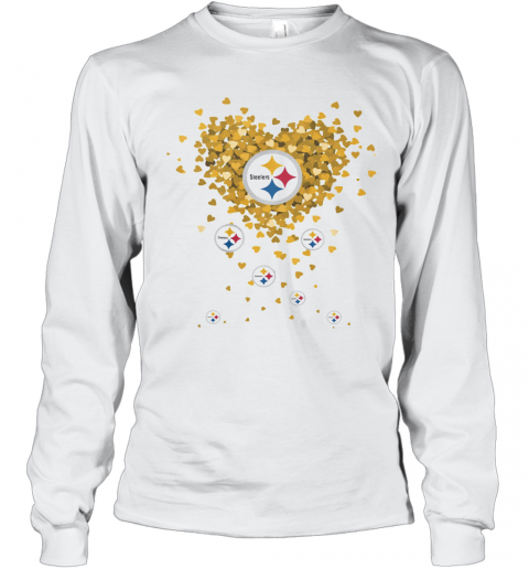 Love Pittsburgh Steelers Football Hearts T-Shirt Long Sleeved T-shirt 