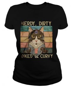 Nerdy Dirty Inked And Curvy Vintage Retro Cat  Classic Ladies