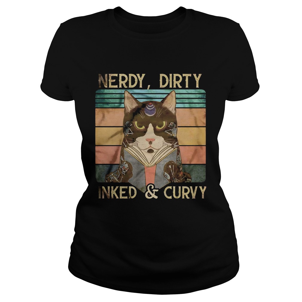 Nerdy Dirty Inked And Curvy Vintage Retro Cat  Classic Ladies