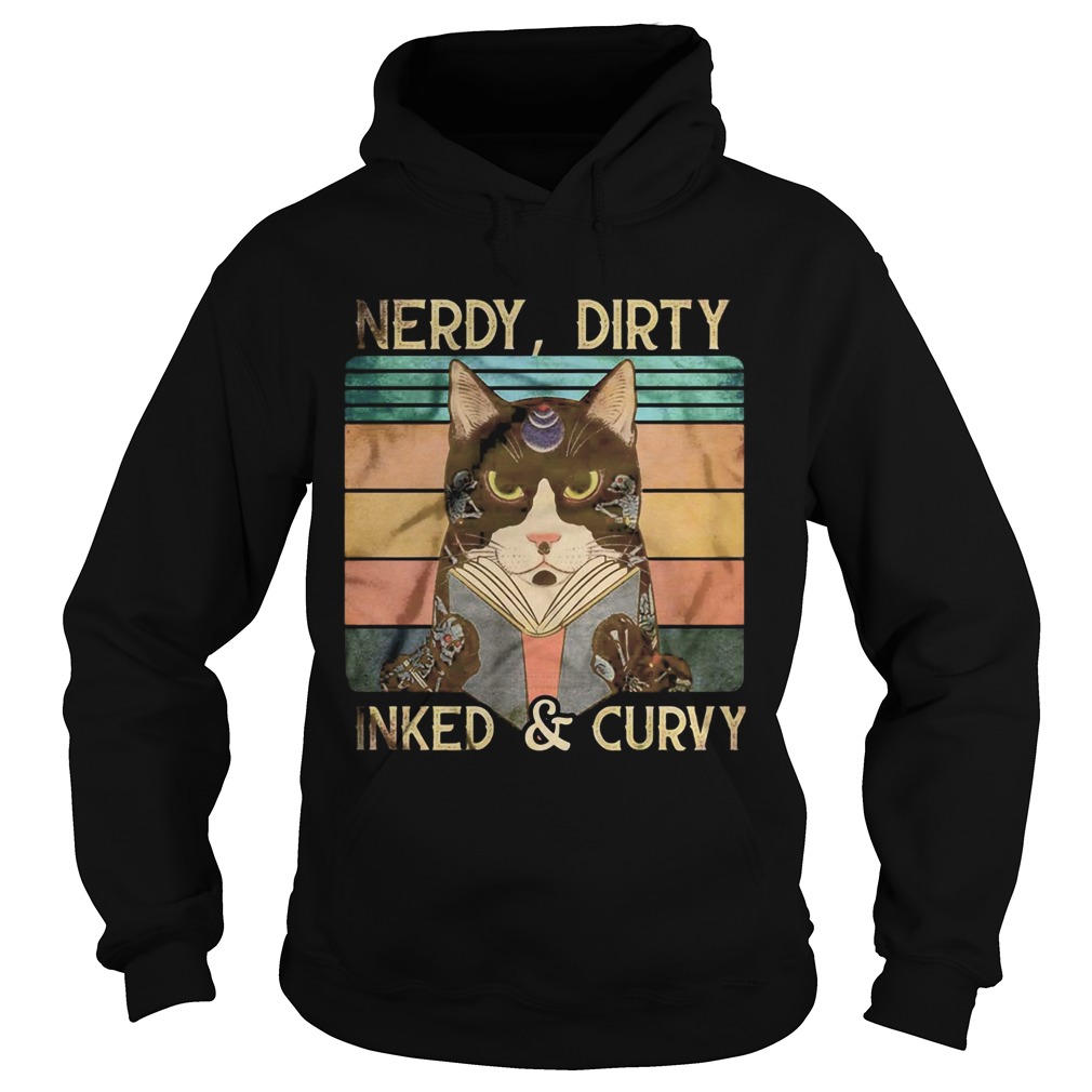 Nerdy Dirty Inked And Curvy Vintage Retro Cat  Hoodie