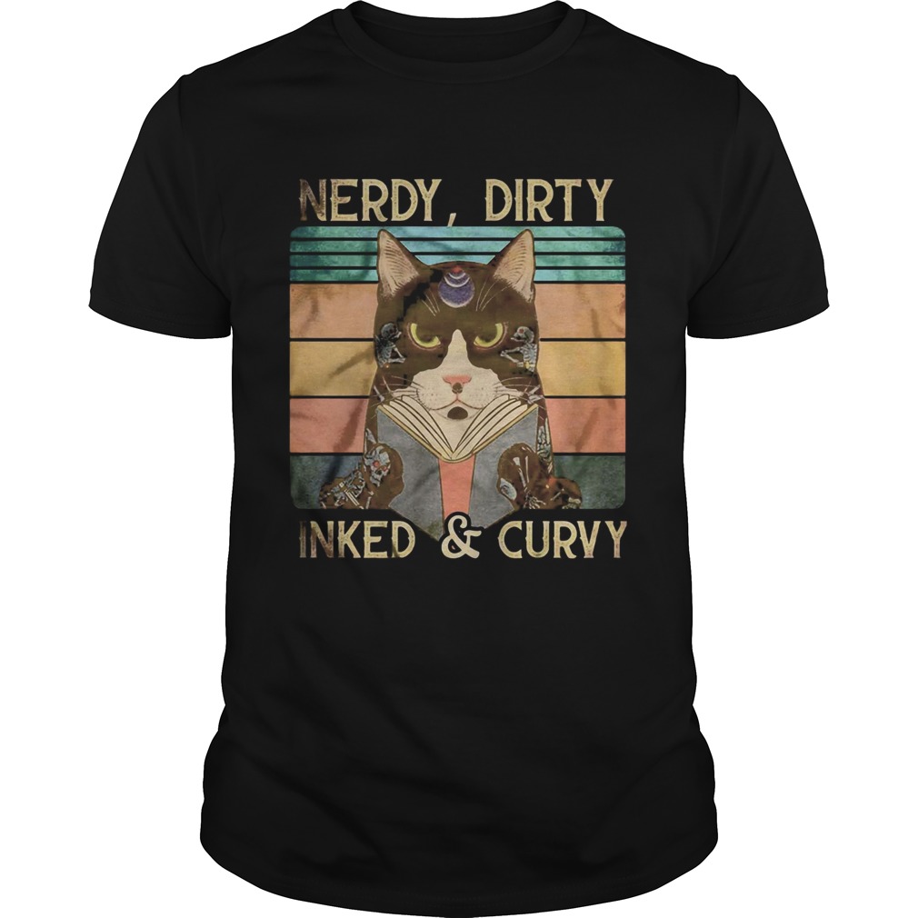 Nerdy Dirty Inked And Curvy Vintage Retro Cat shirt