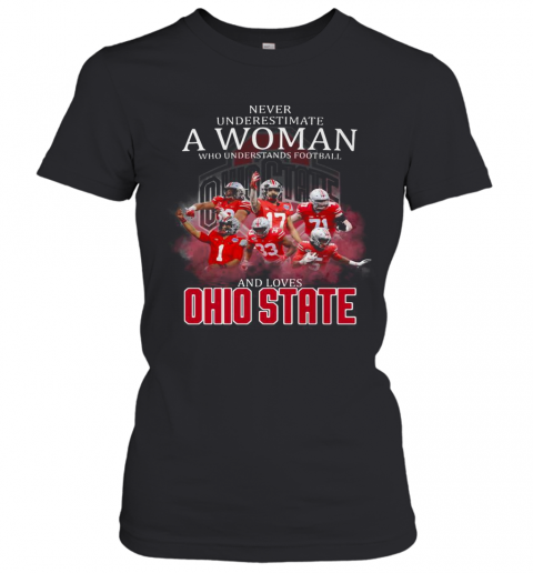 Never Underestimate A Woman Who Understands Football And Loves Ohio State Buckeyes Team T-Shirt Classic Women's T-shirt