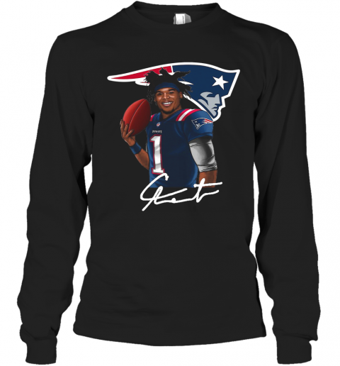 New England Patriots Cam Newton Signature T-Shirt Long Sleeved T-shirt 