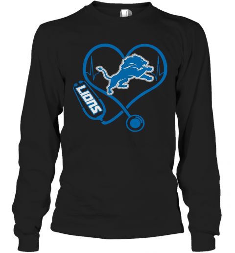 Official Stethoscope Detroit Lions Nurses T-Shirt Long Sleeved T-shirt 