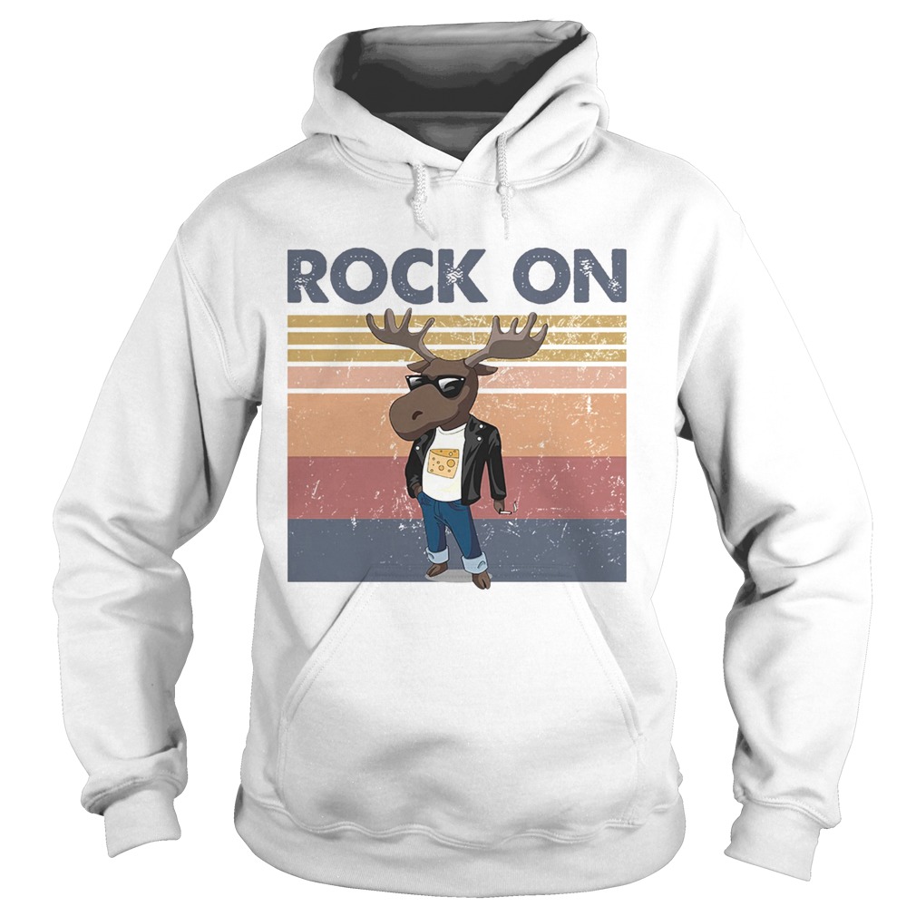 Rock On Reindeer Glasses Vintage Retro Hoodie