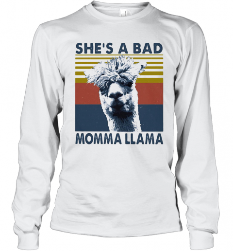 SHE'S A BAD MOMMA LLAMA VINTAGE RETRO T-Shirt Long Sleeved T-shirt 