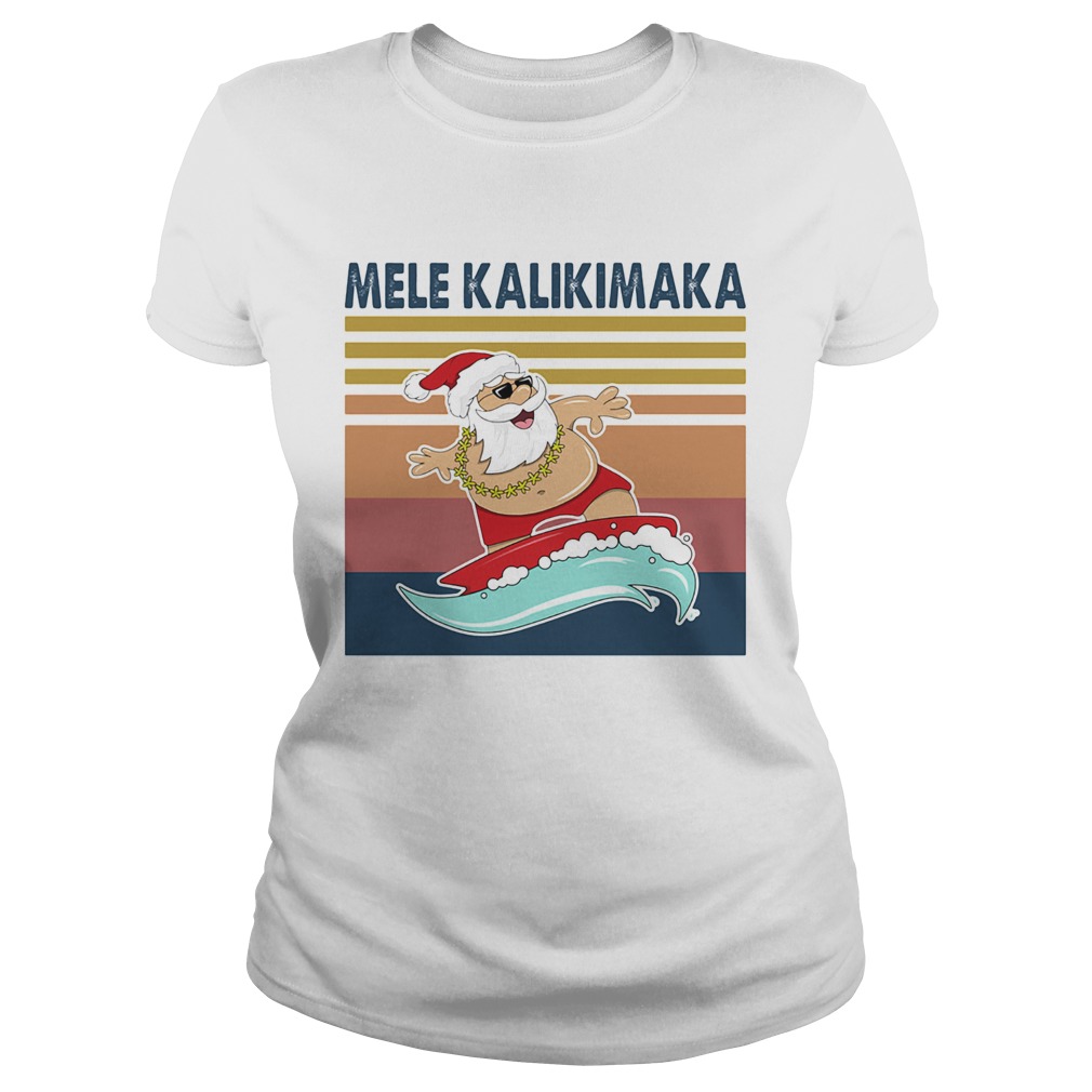 Santa Mele Kalikimaka Surfing Vintage Retro Classic Ladies