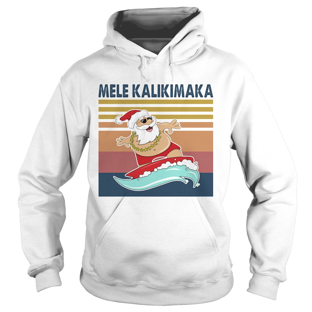 Santa Mele Kalikimaka Surfing Vintage Retro Hoodie