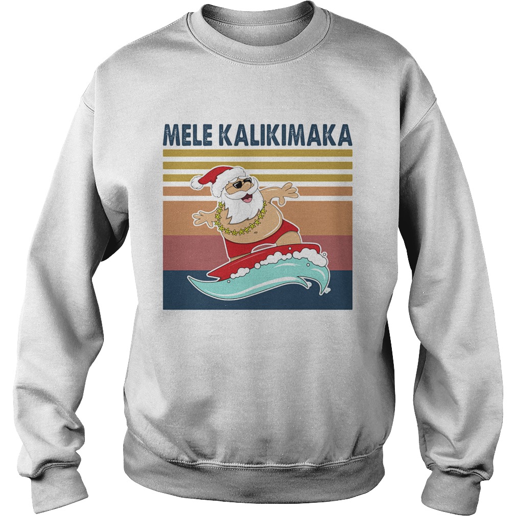 Santa Mele Kalikimaka Surfing Vintage Retro Sweatshirt