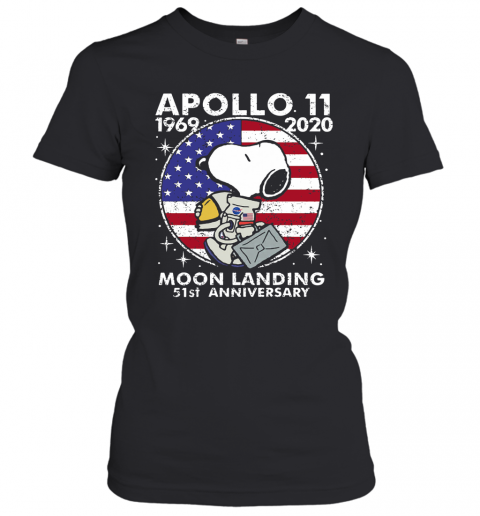 Snoopy Apollo 11 1969 2020 Moon Landing 51St Anniversary American Flag Independence Day Stars T-Shirt Classic Women's T-shirt