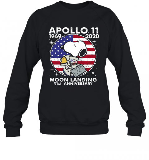 Snoopy Apollo 11 1969 2020 Moon Landing 51St Anniversary American Flag Independence Day Stars T-Shirt Unisex Sweatshirt