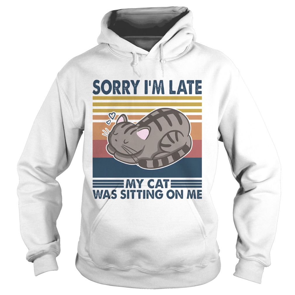 Sorry Im Late My Cat Was Sitting On Me Cat Vintage Retro Hoodie