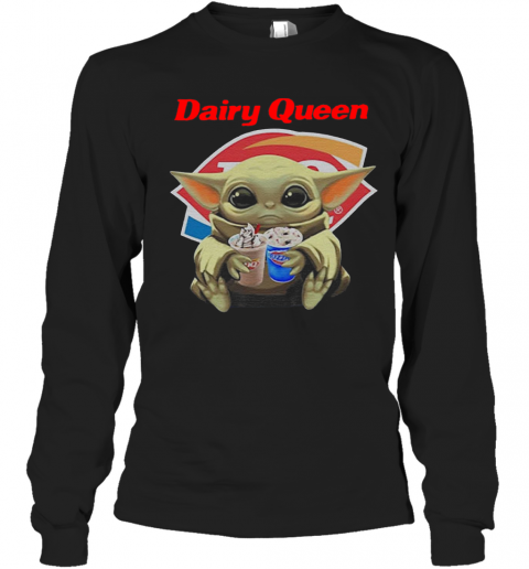 Star Wars Baby Yoda Hug Dairy Queen Mandalorian T-Shirt Long Sleeved T-shirt 