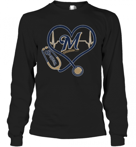 Stethoscope Milwaukee Brewers Nurses T-Shirt Long Sleeved T-shirt 