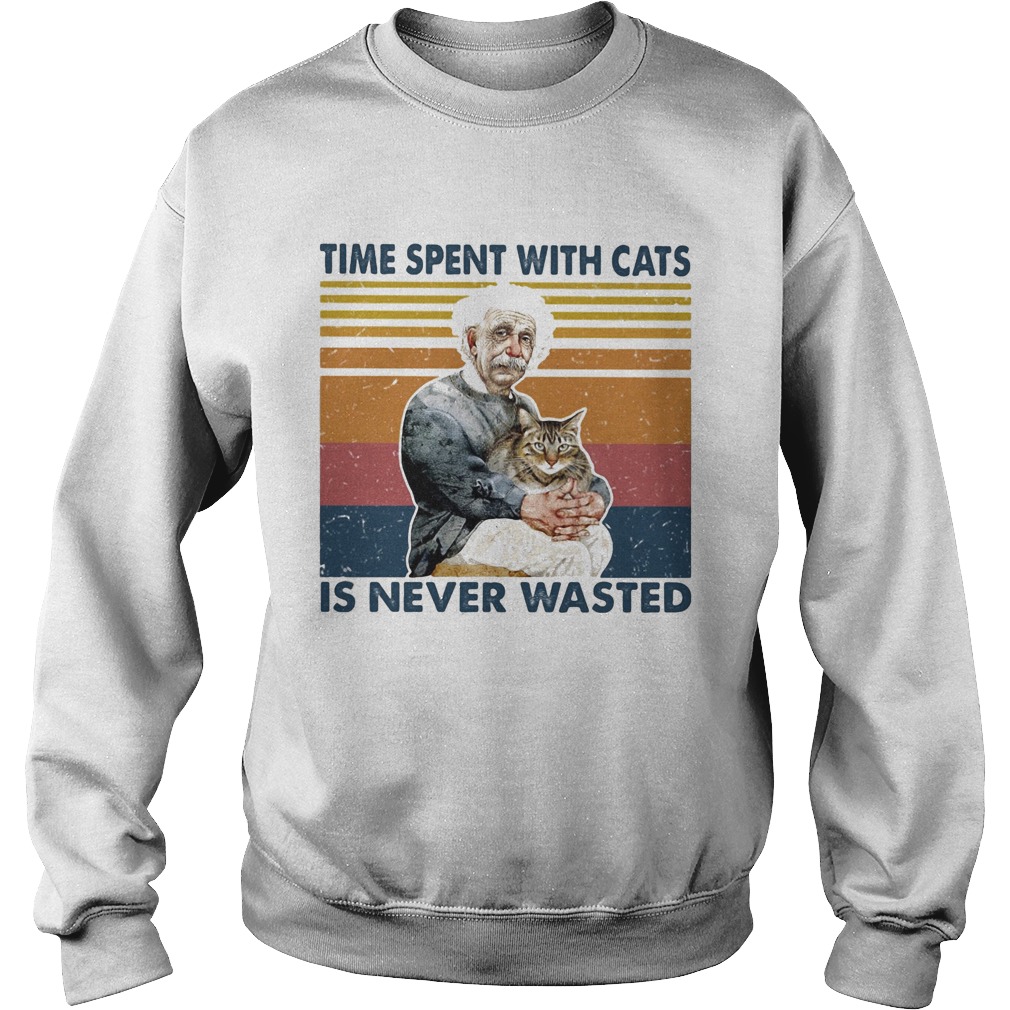 Time spent with cats is never wasted vintage retro Sweatshirt