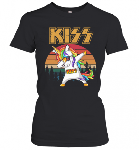 Unicorn Dabbing Kiss Vintage T-Shirt Classic Women's T-shirt