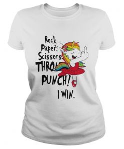 Unicorn Rock Paper Scissors Throat Punch I Win  Classic Ladies