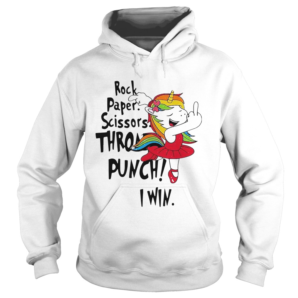 Unicorn Rock Paper Scissors Throat Punch I Win Hoodie