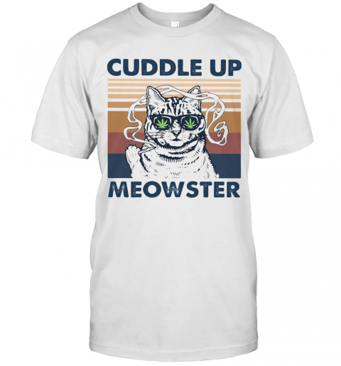 Weed Cuddle Up Meowster Vintage Retro T-Shirt