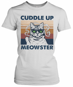 Weed Cuddle Up Meowster Vintage Retro T-Shirt Classic Women's T-shirt