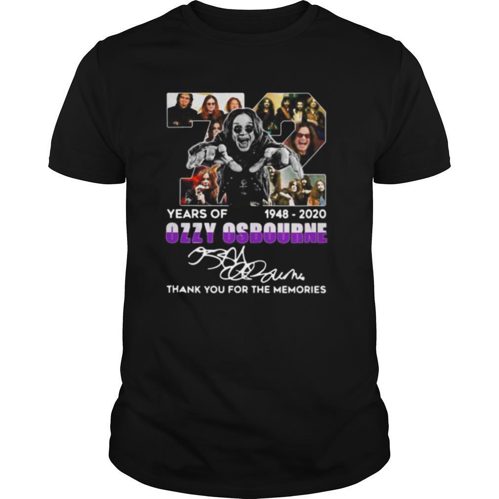 72 years of 1948 2020 ozzy osbourne thank you for the memories signature shirt