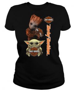 Baby Groot And Baby Yoda Hug Harley Davidson shirt