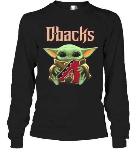 Baby Yoda Hug Arizona Diamondbacks Logo T-Shirt Long Sleeved T-shirt 