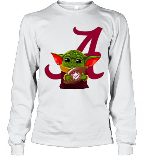 Baby Yoda Hug Atlanta Braves Football T-Shirt Long Sleeved T-shirt 