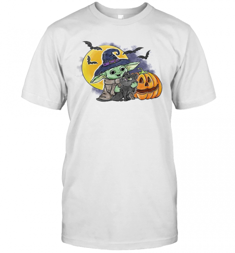 Baby Yoda Hug Cat Halloween T-Shirt