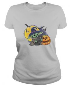 Baby Yoda Hug Cat Halloween shirt