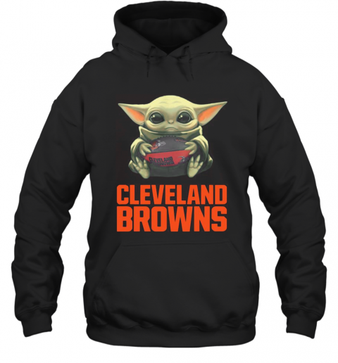 Baby Yoda Hug Cleveland Browns Logo T-Shirt Unisex Hoodie