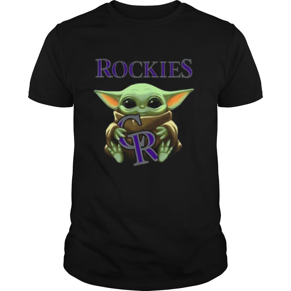 Baby Yoda Hug Colorado Rockies Logo