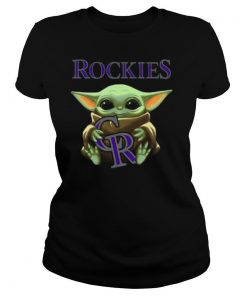 Baby Yoda Hug Colorado Rockies Logo