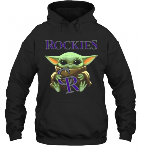 Baby Yoda Hug Colorado Rockies Logo T-Shirt Unisex Hoodie