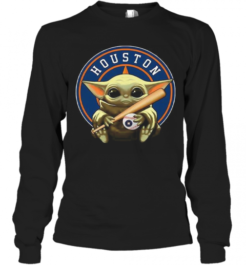 Baby Yoda Hug Houston Astros Baseball T-Shirt Long Sleeved T-shirt 